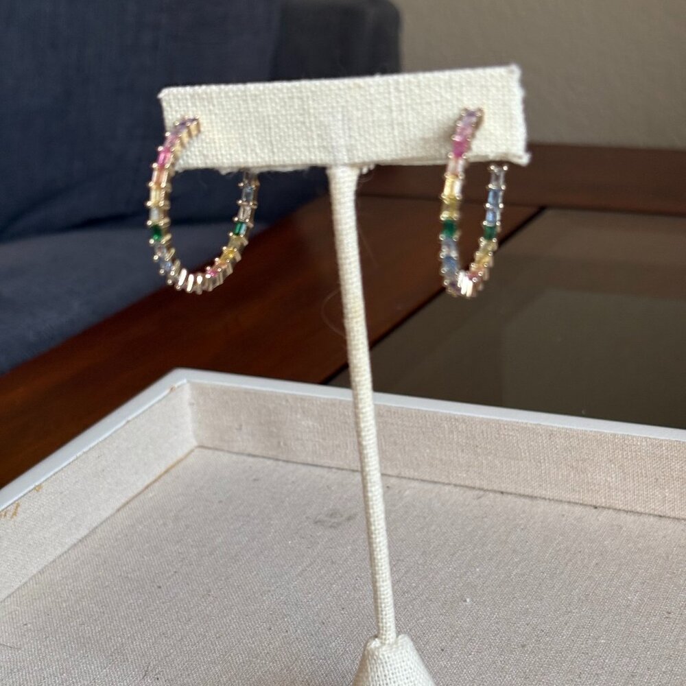 Spring Rainbow Crystal Hoops - image 3